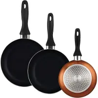 Wellhome - Set mit 3 Pfannen aus gepresstem Aluminium mit den Abmessungen Ø16/20/24 cm in Metallic-Bronze
