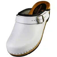 Merkloos Holzschuhe für Damen aus echtem Leder mit ergonomischer Sohle