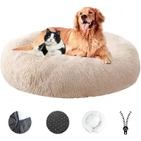 Sonstiges Hundebett Flauschig Waschbar Abnehmbar Rutschfest Ø120cm Hellbraun