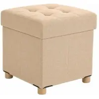 Relaxdays Hocker mit Stauraum Creme