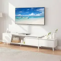 Markenlos TV-Möbel in Weiß von 140-190 cm, skandinavisches Design, modernes TV-Möbel für Wohnzimmer und Entertainment