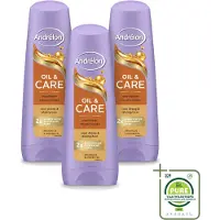 Unilever 3 x Andrélon Oil & Care Conditioner für trockenes und krauses Haar 200 ml - Großpackung - 3 Stücke