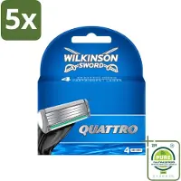 Wilkinson 5 x Quattro Ersatzklingen mit Präzisionstrimmer - Großpackung - 5 Stücke