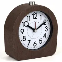 Relaxdays Wecker analog, Holz, Snooze-Funktion, Beleuchtung, ohne Ticken, batteriebetrieben, Holzwecker, dunkelbraun