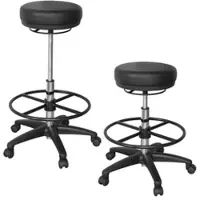 KADIMA DESIGN Arbeitshocker Schwarz rund mit gebremsten Rollen, höhenverstellbar ROLAND