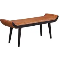KADIMA DESIGN Sitzbank Echtleder / Massivholz Bank Braun 125x51x38 cm Modern, Design Polsterbank Flur, Lederbank Bettbank 2 Personen, Flurbank