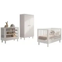 58 aufm Kessel BABYBETT SET 70x140 Keeley Buche Weiß Holz Regal Komfort Stabil