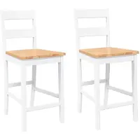 vidaXL Barhocker 2 Stk. Weiß Massivholz Gummibaum