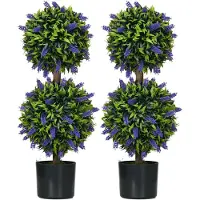 HOMCOM KÜNSTLICHE Pflanzen 2er-Set, 70 cm UV-beständige Kunstpflanze im Blumentopf