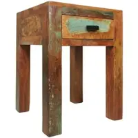KADIMA DESIGN Beistelltisch – Mango Massivholz Shabby Chic mit Schublade 40x40x55 cm