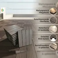Prestige Home Living Outdoor 11tlg. WPC Terrassenfliesen MAURICE 30 x 30 cm - Kaffeebraun