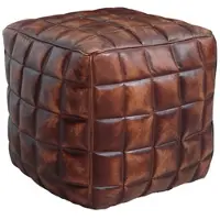KADIMA DESIGN Sitzwürfel – Echtleder Braun, 39x41x39 cm, orientalisches Design