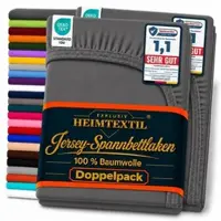 EXKLUSIV HEIMTEXTIL Doppelpack Jersey Spannbettlaken Premium Anthrazit 120 x 200 cm
