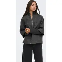 ONLY Kurzjacke "JDYMEMORY RIB SHORT JACKET OTW NOOS", Damen, Gr. S, dunkelgrau melange, Web, Obermaterial: 100% Polyester, unifarben, normal, Jacken Kurzjacke, Kunstfaser