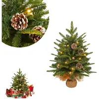 YARDIN Mini Weihnachtsbaum mit Warmweiß Beleuchtung LED Kleiner Weihnachtsbaum Künstlich Geschmückt für Weihnachten Deko 60cm Tisch Weihnachtsbaum Type A-PE+PVC Mixed Christmas Tree