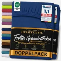 EXKLUSIV HEIMTEXTIL Doppelpack Frottee Spannbettlaken Premium Navyblau 120 x 200 cm