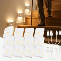 Traumheim 12x LED Nachtlicht mit Bewegungsmelder und Dämmerungssensor, USB-C (3000mAh), kabellose Schrankbeleuchtung, für Kinderzimmer, Treppe, Schlafzimmer