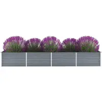 vidaXL Hochbeet Verzinkter Stahl Gemüsebeet Blumenkasten Pflanzkasten für Garten Terrasse Balkon und Hof Rechteckig Wetterfest Frostbeständig Grau 160 x 40 x 77 cm