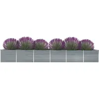 Generisch Hochbeet Metall Pflanzbeet Gemüsebeet Pflanzkasten Blumenbeet für Garten Balkon und Terrasse aus verzinktem Stahl mit offener Unterseite Grau 480 x 80 x 45 cm