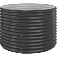 vidaXL Hochbeet Verzinkter Stahl oval Gemüsebeet Pflanzbeet Blumenkübel Metall für Garten Terrasse Balkon Gemüse Kräuter Blumen Anzucht Anthrazit100x100x68 cm