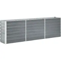 Generisch Hochbeet Metall Pflanzbeet für Gemüse Blumen und Kräuter Gartenbeet Pflanzkasten aus Stahl für Balkon Terrasse und Garten Bepflanzung Grau 400 x 80 x 45 cm B x B x H
