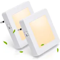 Aigostar 2 Stück Nachtlicht Steckdose mit Dämmerungssensor, 2 Helligkeit Einstellbar LED Nachtlicht Kinder, Nachtlampe Kinder für Kinderzimmer, Schlafzimmer, Treppe, Flur, Küche, WarmWeiß – 0.36