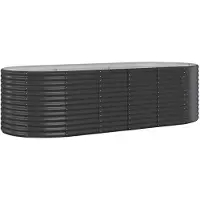 vidaXL Hochbeet Verzinkter Stahl oval Gemüsebeet Pflanzbeet Blumenkübel Metall für Garten Terrasse Balkon Gemüse Kräuter Blumen Anzucht Anthrazit249x100x68 cm