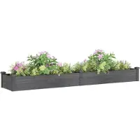 vidaXL Hochbeet Pflanzbeet Gemüsebeet Pflanzkasten aus Massivholz mit Vlieseinsatz und offenem Boden für Garten Terrasse Balkon Innenhof Grau - 240 x 45 x 25 cm
