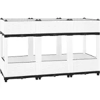 vidaXL Hochbeet Pflanzkasten mit Abflussloch Blumenbeet Kräuterbeet Pflanzbeet für Garten Balkon Terrasse Rattan-Optik wetterfest robust Weiß - 120 x 40 x 71 cm