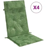 Generisch Hochlehner Auflagen Sitzkissen für Gartenstuhl und Sessel mit Rückenpolster wasserfest rutschfest waschmaschinenfest Länge 120 cm 4 Blätterdesign