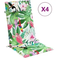 Generisch Hochlehner Auflagen Sitzkissen für Gartenstuhl und Sessel mit Rückenpolster wasserfest rutschfest waschmaschinenfest Länge 120 cm 6 Grün und Rosa