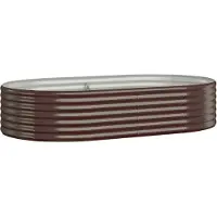 vidaXL Hochbeet Verzinkter Stahl oval Gemüsebeet Pflanzbeet Blumenkübel Metall für Garten Terrasse Balkon Gemüse Kräuter Blumen Anzucht Braun175 x 100 x 36 cm