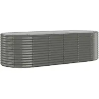 vidaXL Hochbeet Verzinkter Stahl oval Gemüsebeet Pflanzbeet Blumenkübel Metall für Garten Terrasse Balkon Gemüse Kräuter Blumen Anzucht Grau249x100x68 cm