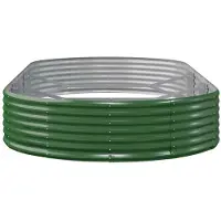 vidaXL Hochbeet Verzinkter Stahl oval Gemüsebeet Pflanzbeet Blumenkübel Metall für Garten Terrasse Balkon Gemüse Kräuter Blumen Anzucht Grün296 x 140 x 36 cm