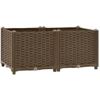 vidaXL Hochbeet Pflanzkasten mit Abflussloch Blumenbeet Kräuterbeet Pflanzbeet für Garten Balkon Terrasse Rattan-Optik wetterfest robust Braun - 80 x 40 x 38 cm