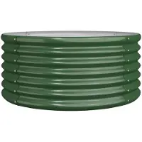 vidaXL Hochbeet Verzinkter Stahl oval Gemüsebeet Pflanzbeet Blumenkübel Metall für Garten Terrasse Balkon Gemüse Kräuter Blumen Anzucht Grün80x80x36 cm