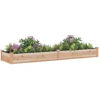 vidaXL Hochbeet Pflanzbeet Gemüsebeet Pflanzkasten aus Massivholz mit Vlieseinsatz und offenem Boden für Garten Terrasse Balkon Innenhof Natur - 240 x 60 x 25 cm