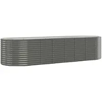 vidaXL Hochbeet Verzinkter Stahl oval Gemüsebeet Pflanzbeet Blumenkübel Metall für Garten Terrasse Balkon Gemüse Kräuter Blumen Anzucht Grau322x100x68 cm