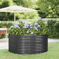 vidaXL Hochbeet Verzinkter Stahl oval Gemüsebeet Pflanzbeet Blumenkübel Metall für Garten Terrasse Balkon Gemüse Kräuter Blumen Anzucht Anthrazit140x140x68 cm