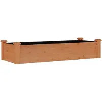 vidaXL Hochbeet Pflanzbeet Gemüsebeet Pflanzkasten aus Massivholz mit Vlieseinsatz und offenem Boden für Garten Terrasse Balkon Innenhof Braun - 120 x 45 x 25 cm