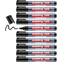 Edding Whiteboard Marker 360, Rundspitze, 10 Stück, schwarz