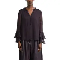 Comma Chiffonbluse mit Volant-Ärmeln im Layer-Look