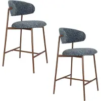 Housecraft living Claes Barhocker Rückenlehne 65 cm Meliert Blau - 2 er Set