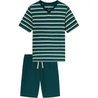 Schiesser Schlafanzug Casual Nightwear in Dunkelgrün | Gr.: 54