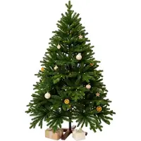 VIVANNO Weihnachtsbaum Polyethylen NORDMANN LED 240 Rund, Grün naturgetreu - 158x240 cm