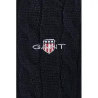 Gant Sweater "Strickpullover COTTON CABLE HALF ZIP 1er Pack", Herren, Gr. XL, blau (dunkelblau), Sweatshirts Sweater