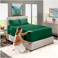Markenlos Spannbettlaken, extra tief, King-Size, Hunter Green, 198,1 x 203,2 cm