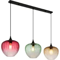 Globo Pendelleuchte Solveig 3-flammig E27 Schwarz matt Metall Glas 150x119cm