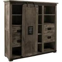 MASSIVMOEBEL24.DE MASSIVMOEBEL24 Highboard Mango 142x45x147 grau lackiert RAILWAY #262