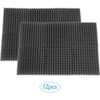 Aibecy 12 Stück 12 x 12 x 2 Zoll hochdichte, feuerhemmende Studio-Schalldämmung aus Schaumstoff für Studio, KTV, Rundfunk und Heimkino